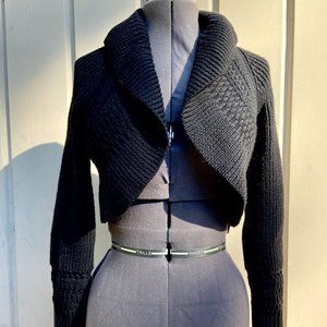 Women's Black Merino Wool Cowl Neck Shrug